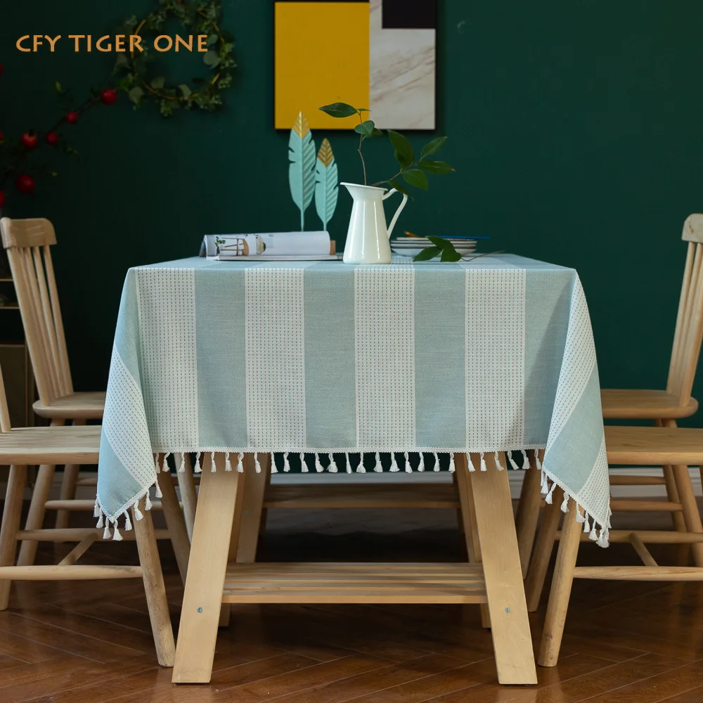 

Nordic Plain Stripes Tablecloth Antifouling Rectangular Tablecloth Washable and Oil Resistant Coffee Table Mat Table Cover