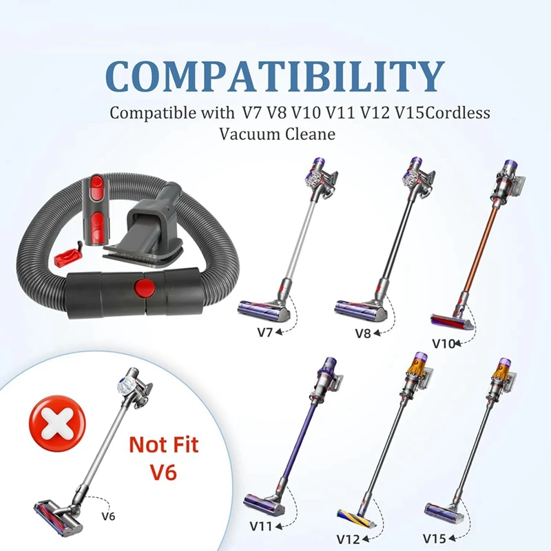 AT17 dierenhaarborstel, met verlengslang en adapter, dweilopzetstuk voor Dyson stofzuigermodellen V15 V12 V11 V10 V8 V7