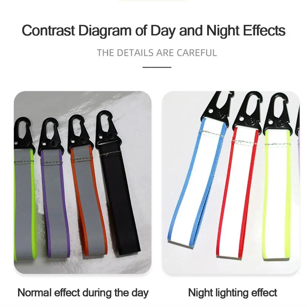 6 Colors Webbing Material Outdoor Tools Safety Reflective Keychain Outdoor Reflective  Keyring Pendant High Visibility