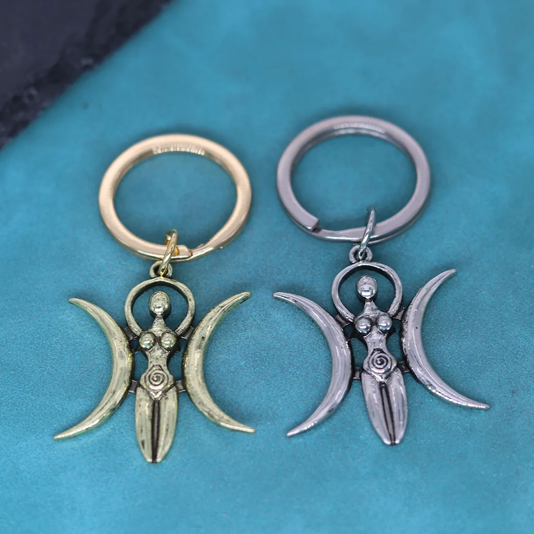 

Viking Triple Moon Goddess Pendant Keychain For Men Women Slavic Key Chains Amulet Talisman Jewelry Gift