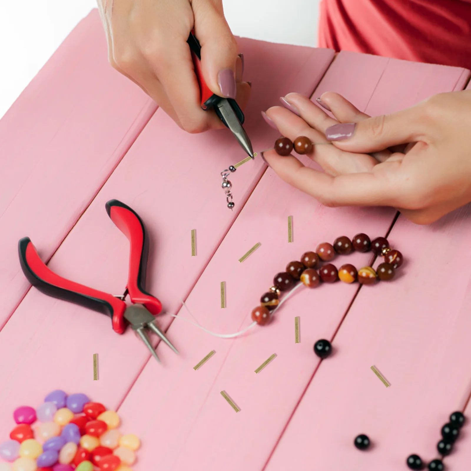 50 قطعة من مجموعات إكسسوارات صنع المجوهرات ذات الأنبوب النحاسي، متينة تدوم طويلاً، سهلة صياغة أنماط مختلفة #3