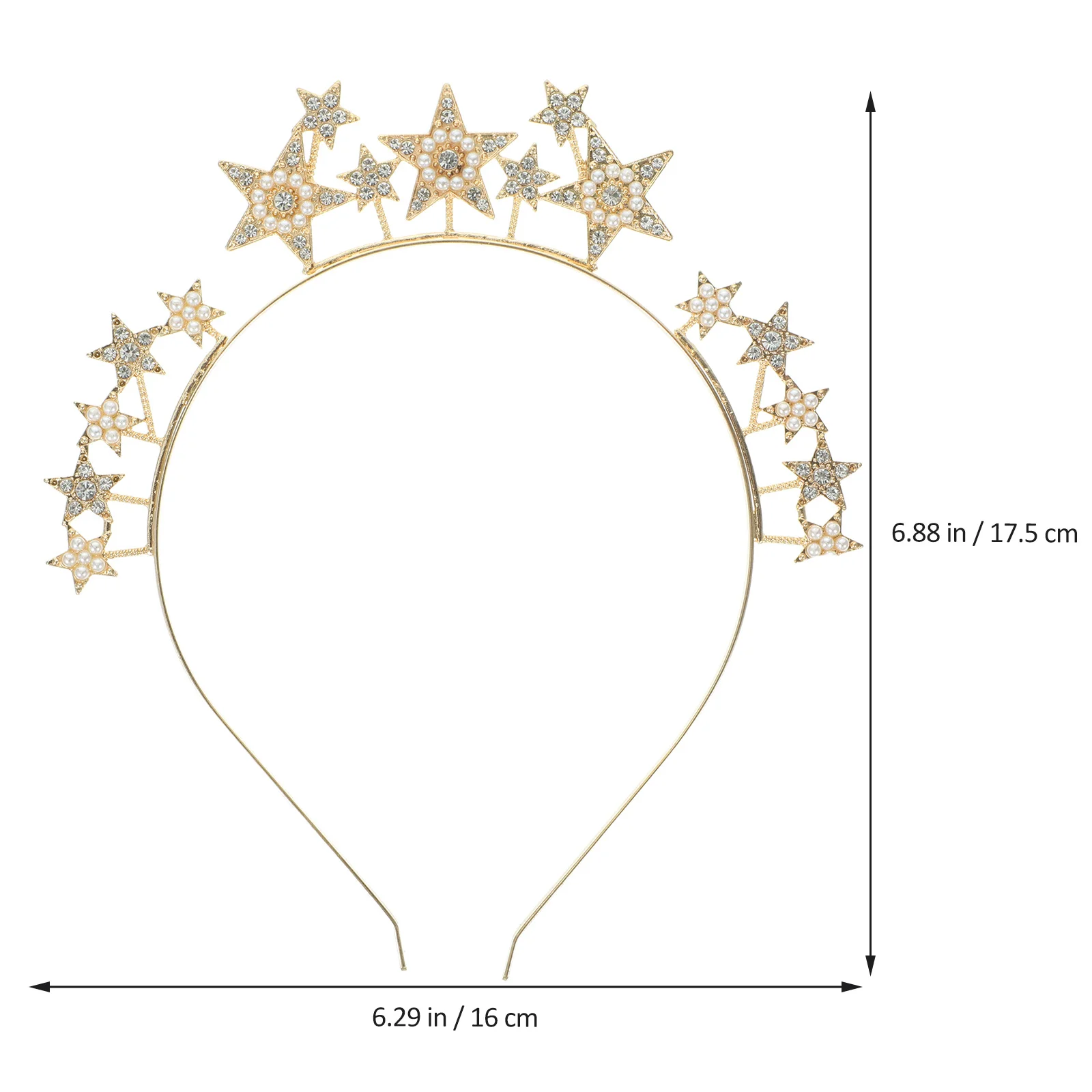 Star Headband Five Pointed Rhinestone Goddess Crown Bridal Wedding Party Festival Evening Event Hair Accessory