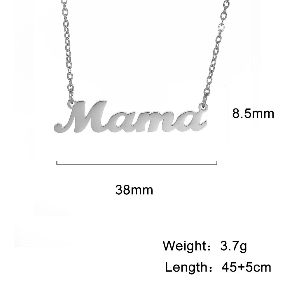 COOLTIME Mama wisiorek w kształcie liter naszyjnik dla mamy wisiorek ze stali nierdzewnej łańcuszek do obojczyka Choker biżuteria na dzień matki prezent urodzinowy — zdjęcie 7
