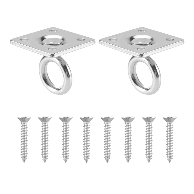 2 pz quadrato girevole Pad occhio girevole gancio da soffitto gancio a parete in acciaio inox Eye Pad piastra per Yoga altalene amaca (con