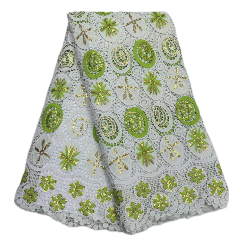 Fashional الترتر للذوبان في الماء أقمشة الدانتيل النيجيري 5 ياردة جبر الدانتيل المواد لخياطة فستان الزفاف الملونة الحبل الدانتيل