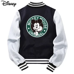 Disney-Blouson aviateur en coton à manches côtelées avec logo imprimé souris, manteau cardigan, décontracté, baseball, mode, nouveauté, 2022