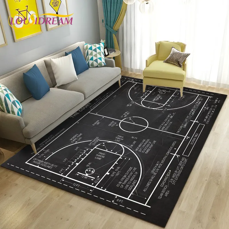 3D Basketball Area Rug Large,Carpet Rug for Living Room Bedroom Sofa Doormat Kitchen Decoration,Kid Play Game Non-slip Floor Mat