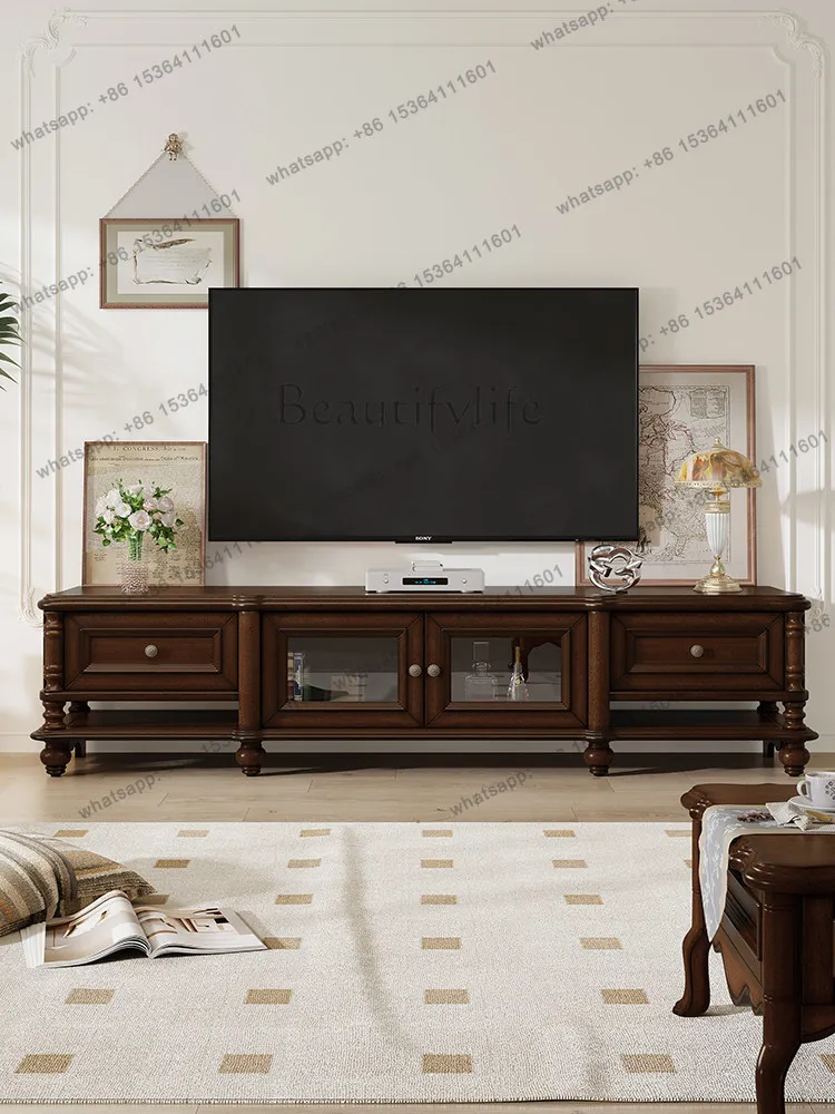TV cabinet American retro country solid wood storage locker integrated furniture