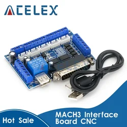 MACH3 Interface Board CNC 5 Axis With Optocoupler Adapter Stepper Motor Driver + USB cable