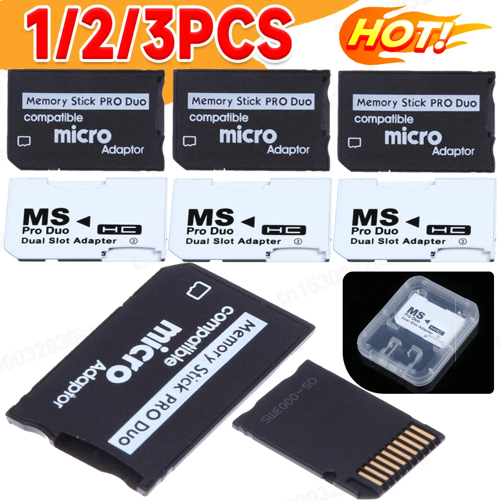 1-3PCS Memory Stick Pro Duo Card Reader For PSP 1000 For PSP 2000 For PSP 3000 TF to MS Card Adapter Converter Parts Accessories