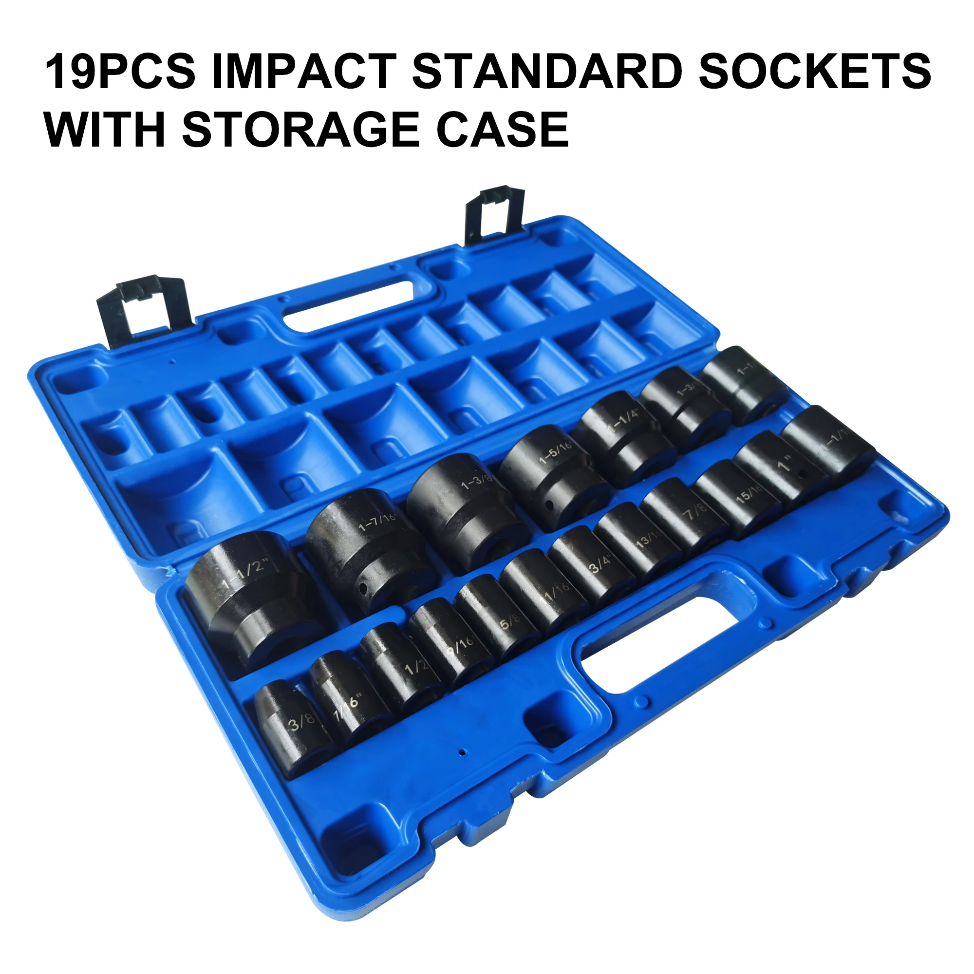 

19pc Fractional Socket Set 1/2in Drive High Torque Impact Tools Durable Storage Case Master Set British short set