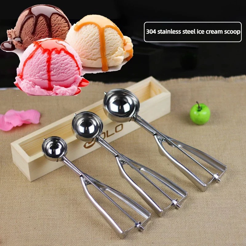 1/2Pcs 4/5/6cm Stainless Steel Ice Cream Scoop Spoon for Fruit Cookie Dough Ice Cream Meat Ball Water Melon Kitchen Accessories