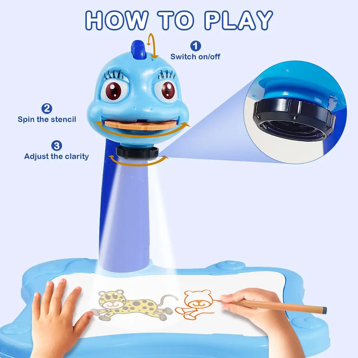 Tekenprojector Tafel voor Kinderen, Schilderbord met Licht & Muziek, Slimme Projector Tekenbureau, Cadeau Speelgoed