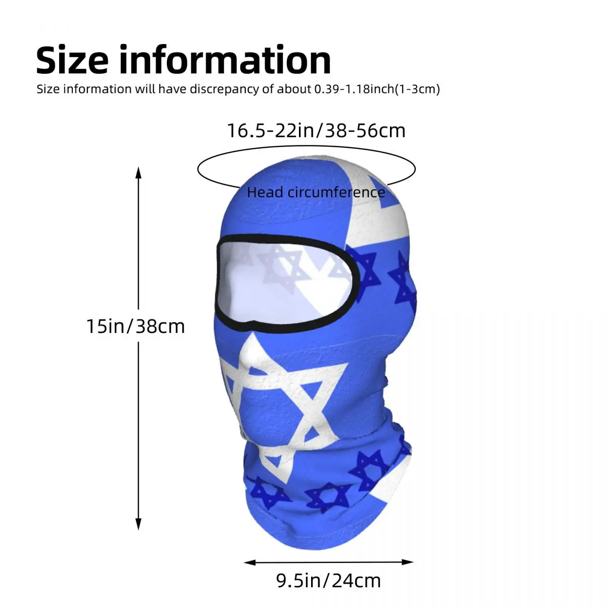 Israel Flag Balaclava Full Face Mask Breathable Motorcycle Winter Warm Full Cover Caps Neck Windproof Dustproof Cycling Caps