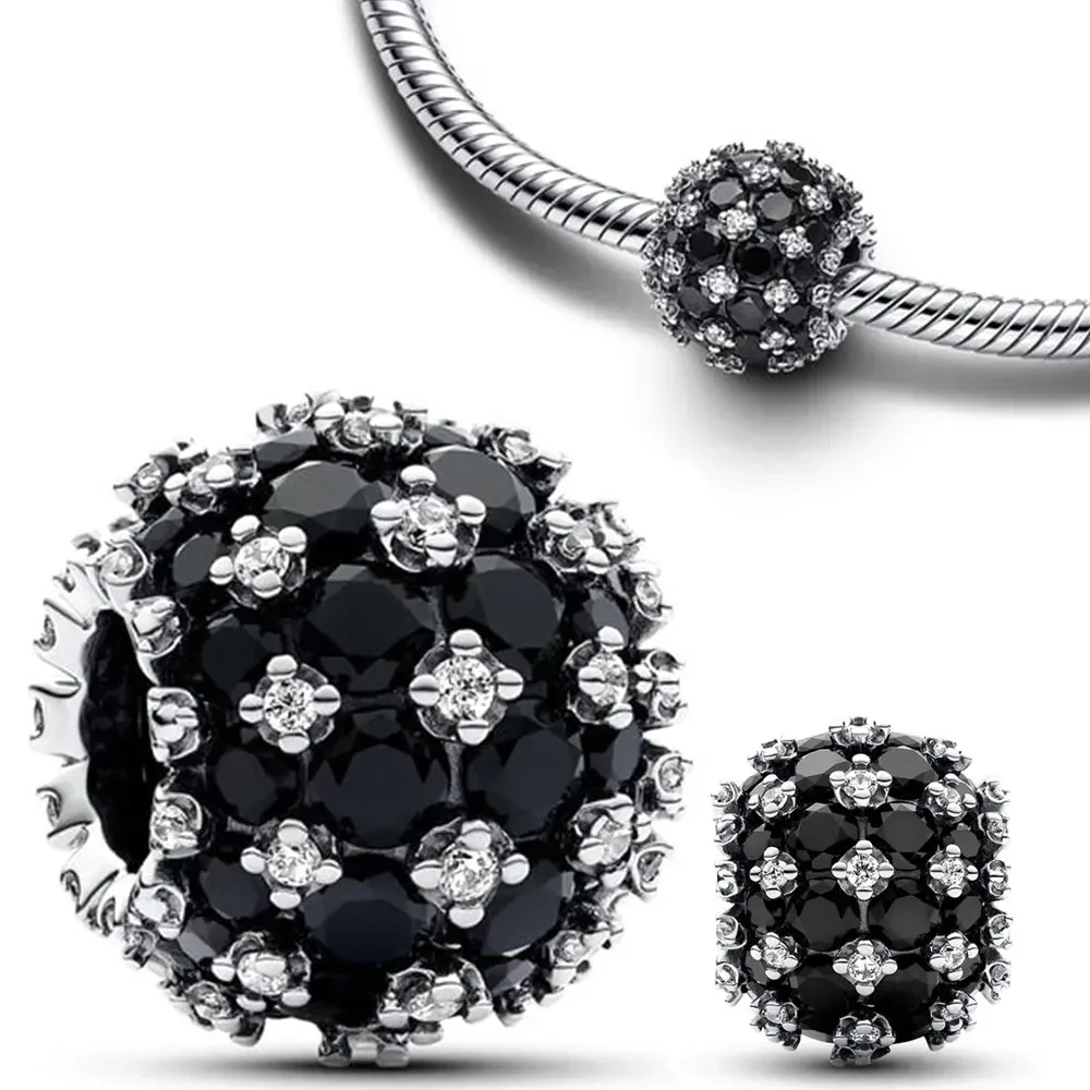 Sparkling 925 Sterling Silver Round Beads Full Diamond Charms Fit Original Bracelets Beads Women Necklace Fine Jewelry DIY Gifts image 5