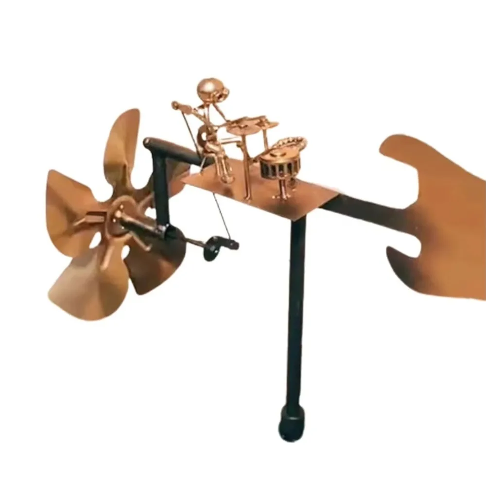 

Metal Wind Spinner Handmade Metal Drummer Windmill Funny Creative Percussionist Figurine Durable Rockin Art Figurine
