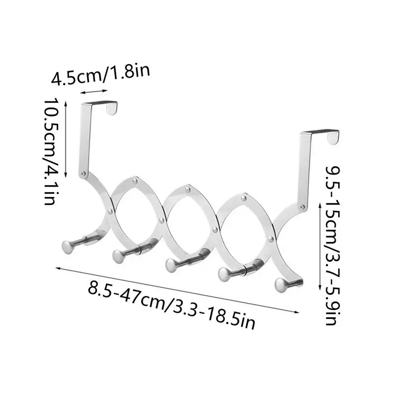 Over The Door Coat Hanger Strong Weight Bearing Adjustable Rack Organizer Rack Clothes Coat Hat Towel Hanger For Towel  Hats