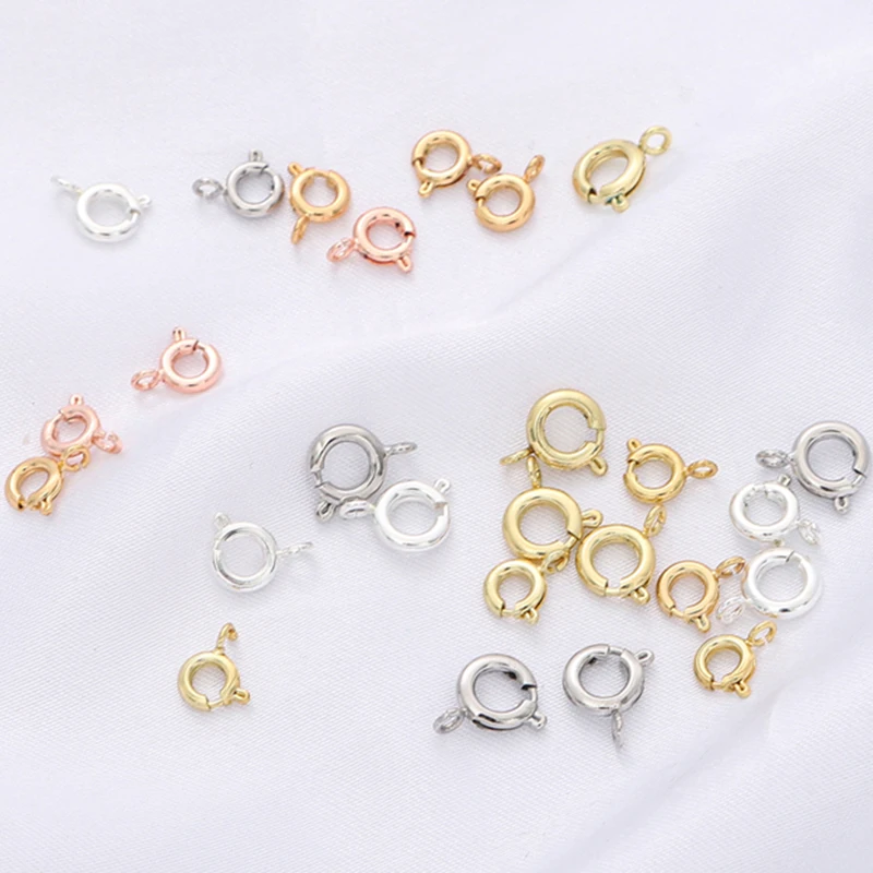 

1pc Retention Brass Spring Ring Clasp Hook 14K/18K Gold/Silver Plated Connectors For Diy Chain Necklace Bracelet Jewelry Making