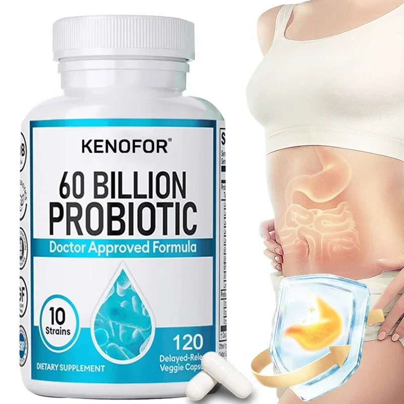 KENOFOR Probiotics 60 Billion CFU Supplement - Supports Overall Digestive Health, Helps with Bloating, Gas and Constipation