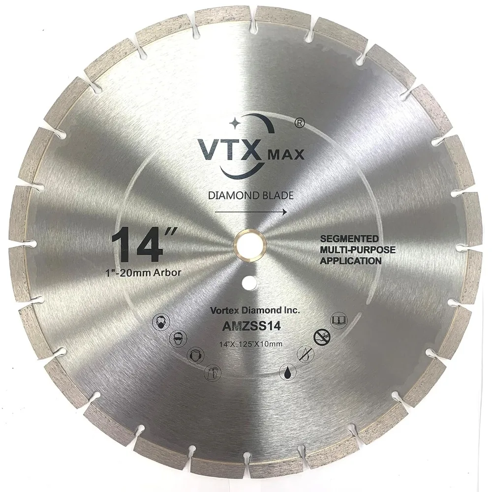 (10 Pack) VTXMax 14 inch Dry or Wet Cutting General Purpose Segmented High Speed Diamond Saw Blades for Concrete Stone Brick