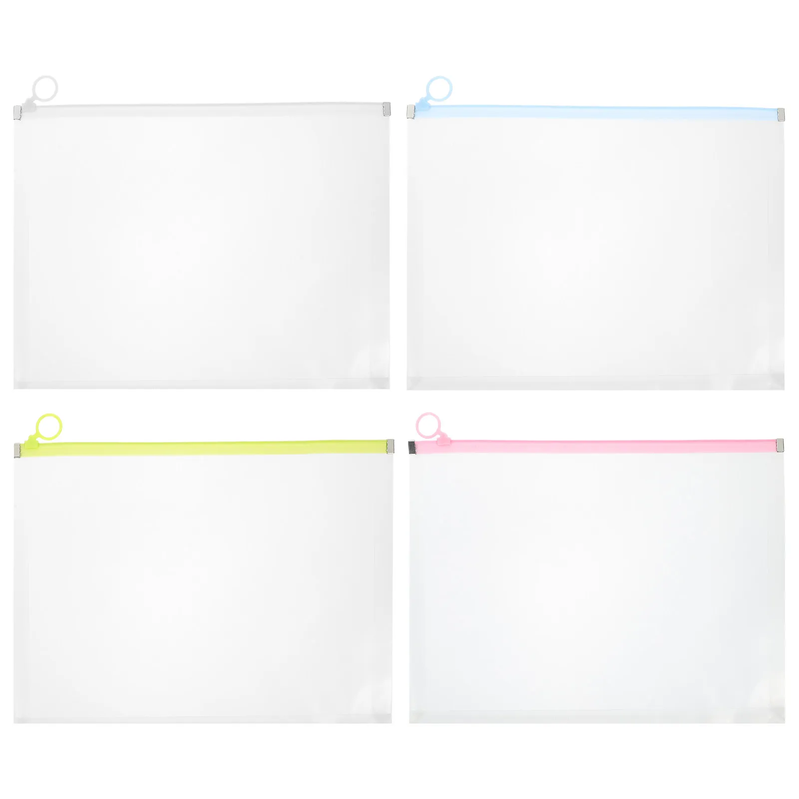 

4Pcs Transparent File Storage Bags A4 Document Holder Waterproof PP Material Organizer Pockets for Office Home School Project