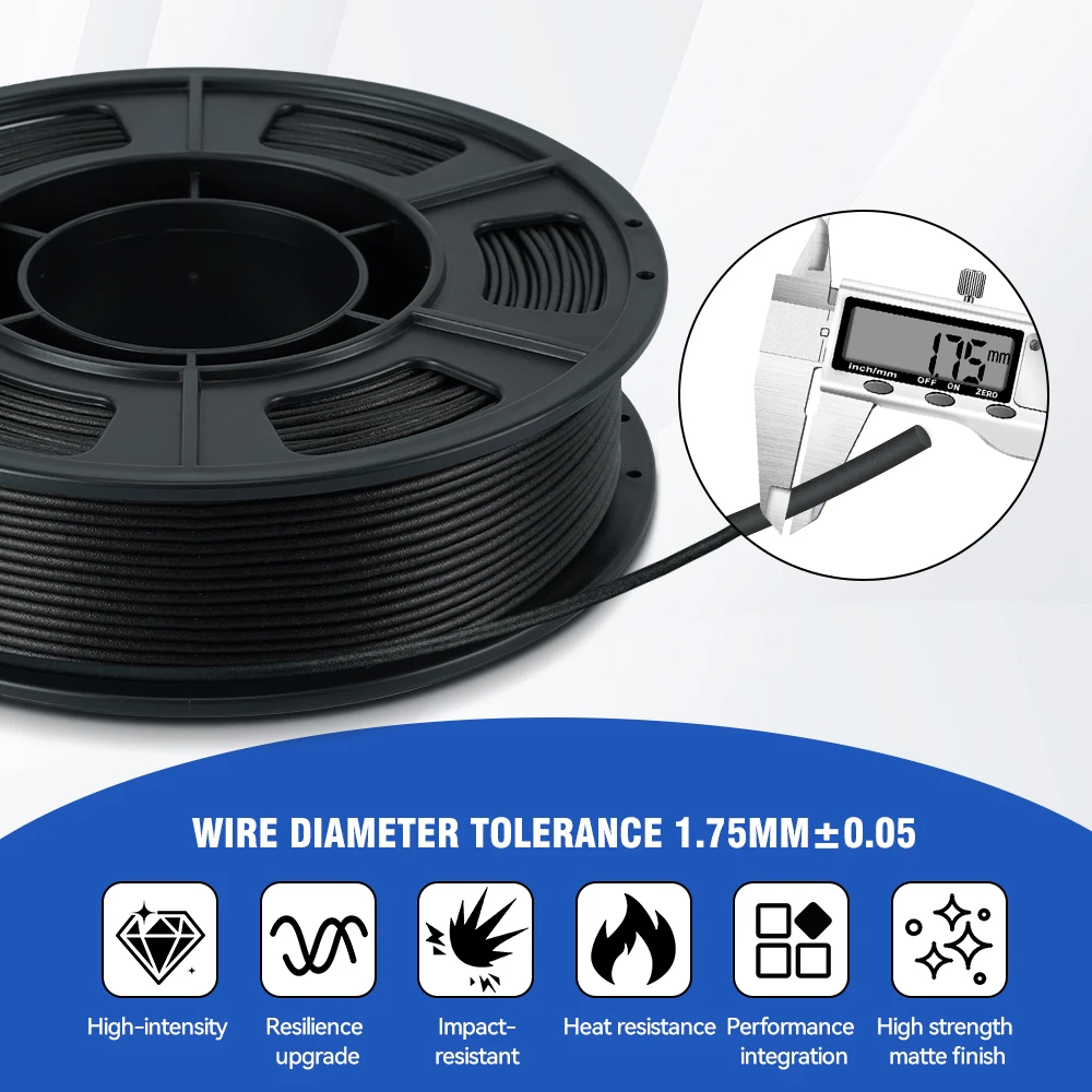KINGROON 300 جرام من ألياف الكربون PETG خيوط 1.75 مللي متر عالية القوة مقاومة للحرارة PETG-CF مواد الطباعة ثلاثية الأبعاد لمعظم طابعات FDM ثلاثية الأبعاد #2