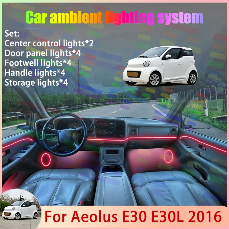 For Aeolus E30 E30L 2016 2/24 in 1 Car Atmosphere Light Lamp RGB Shade Ensemble Streamer Atmosphere Set Parts Auto Accessories
