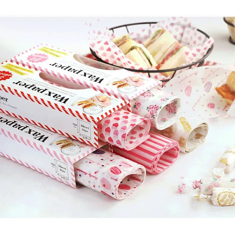 50Pcs/Lot Wax Paper Food Grade Grease Paper Food Wrappers Wrapping Paper For Bread Sandwich Burger Fries Oilpaper Baking Tools