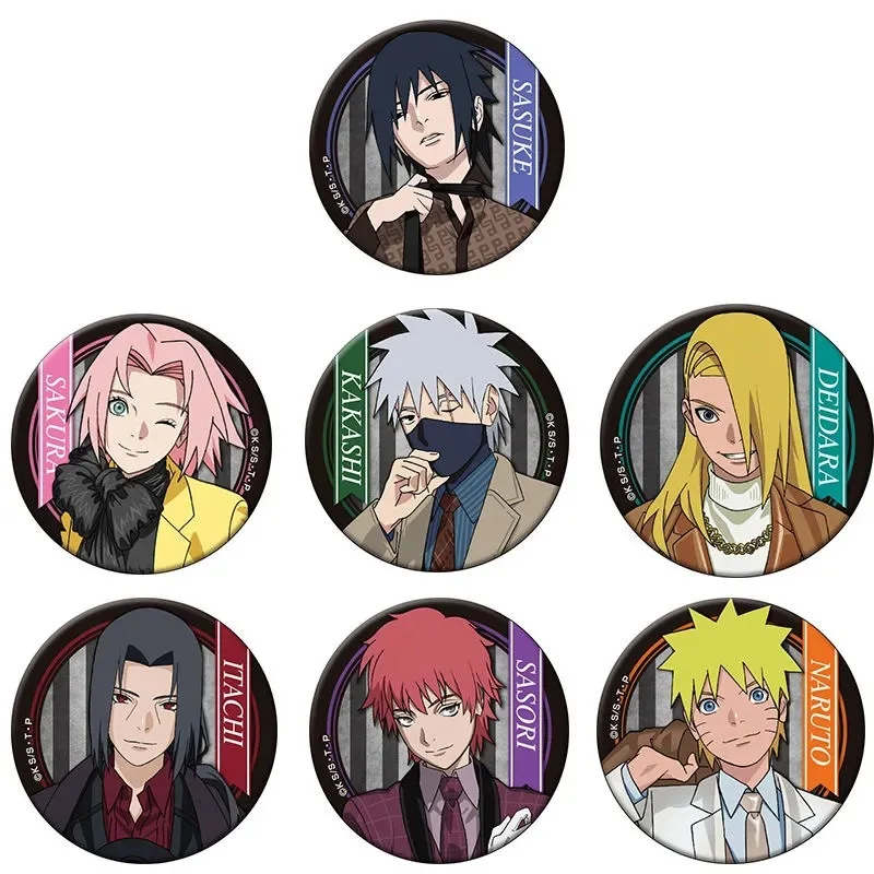 Naruto Sasuke Anime insignia Pin Set Uzumaki Naruto Uchiha Sasuke accesorios de Cosplay mercancía coleccionable para Fans Idea de regalo