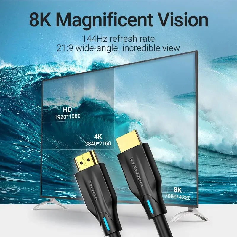 Przewód kompatybilny z HDMI do TV Box Xiaomi USB PS5 z certyfikatem Ultra High Speed 8K @ 60Hz 48Gbps EARC Dolby Vision