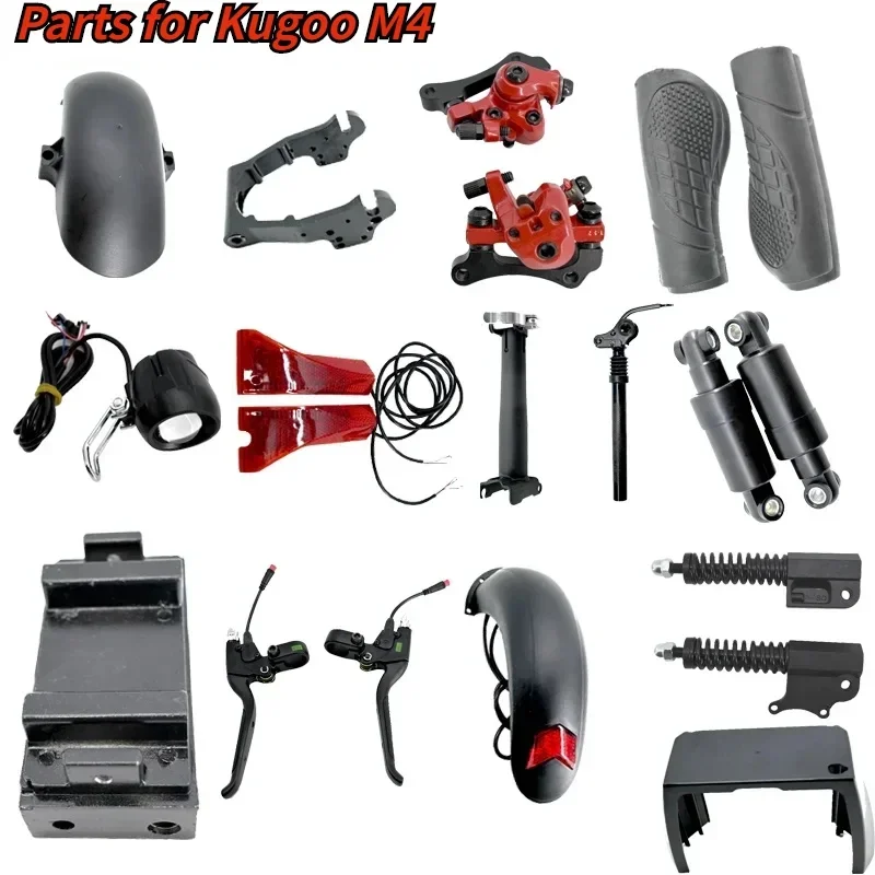 Electric Scooter Parts for Kugoo M4, 10 Inch Accessories, Repair Spare Part Hand Brake Rear Fork, Shock Absorber, E-scooter Part