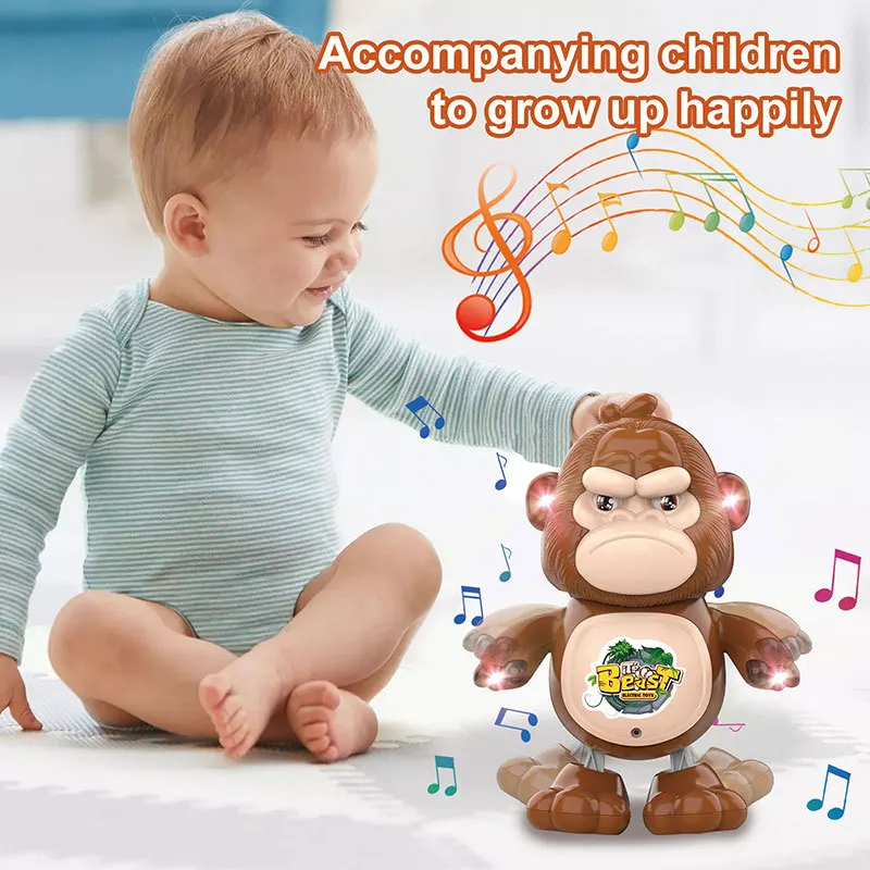 ألعاب غوريلا كهربائية كبيرة للأطفال ، محاكاة مع الأضواء ، الموسيقى ، الرقص ، الطفل ، التعلم ، الزحف ، المشي ، اللغز