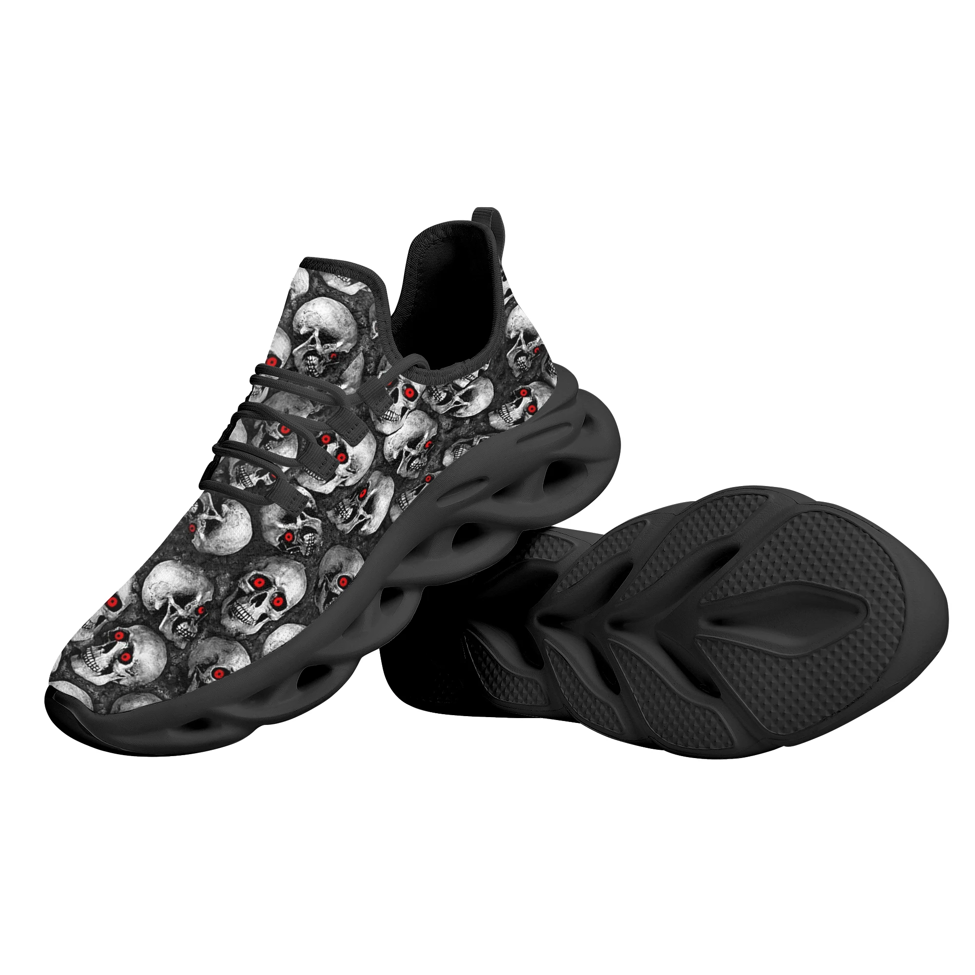 Cool Skull Pattern Ladies Flat Shoes Comfortable Lace Up Casual Sneakers For Women Light Platform Sneakers Zapatos