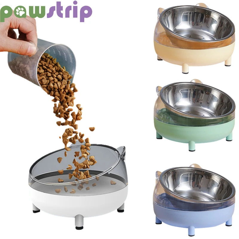 

Creative Cat Feeding Bowl Separable Stainless Steel Pet Feeder/ Drinking Bowl for Small Medium Cat Dog Transparent Food Storager