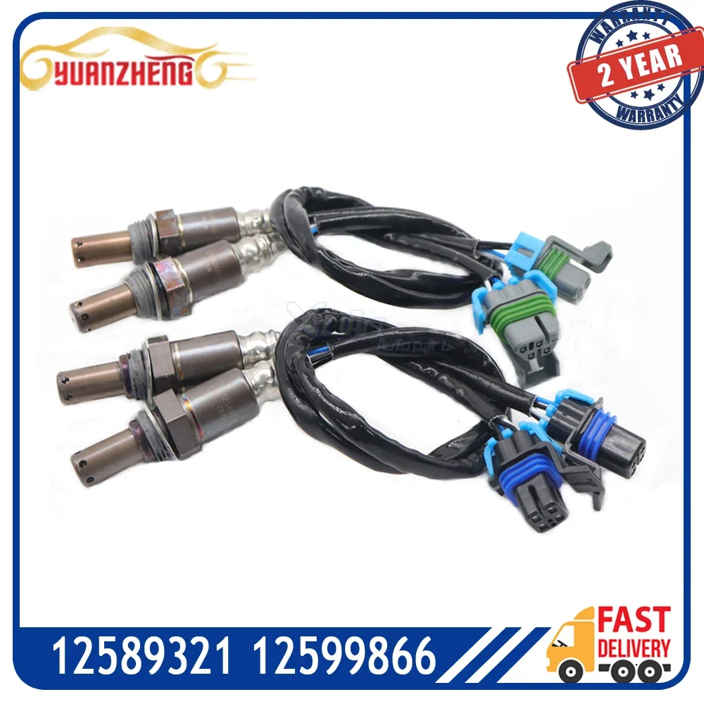 4pcs Up+Downstream 12589321 12599866 Air Fuel Ratio Lambda O2 Oxygen Sensor for Chevy Silverado Suburban Tahoe GMC Sierra Yukon