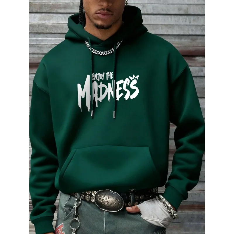 Men's Extreme Sports Cartoon 2D Print Hoodie, Loose-Fit Drawstring Pullover with Kangaroo Pocket for Autumn/Winter