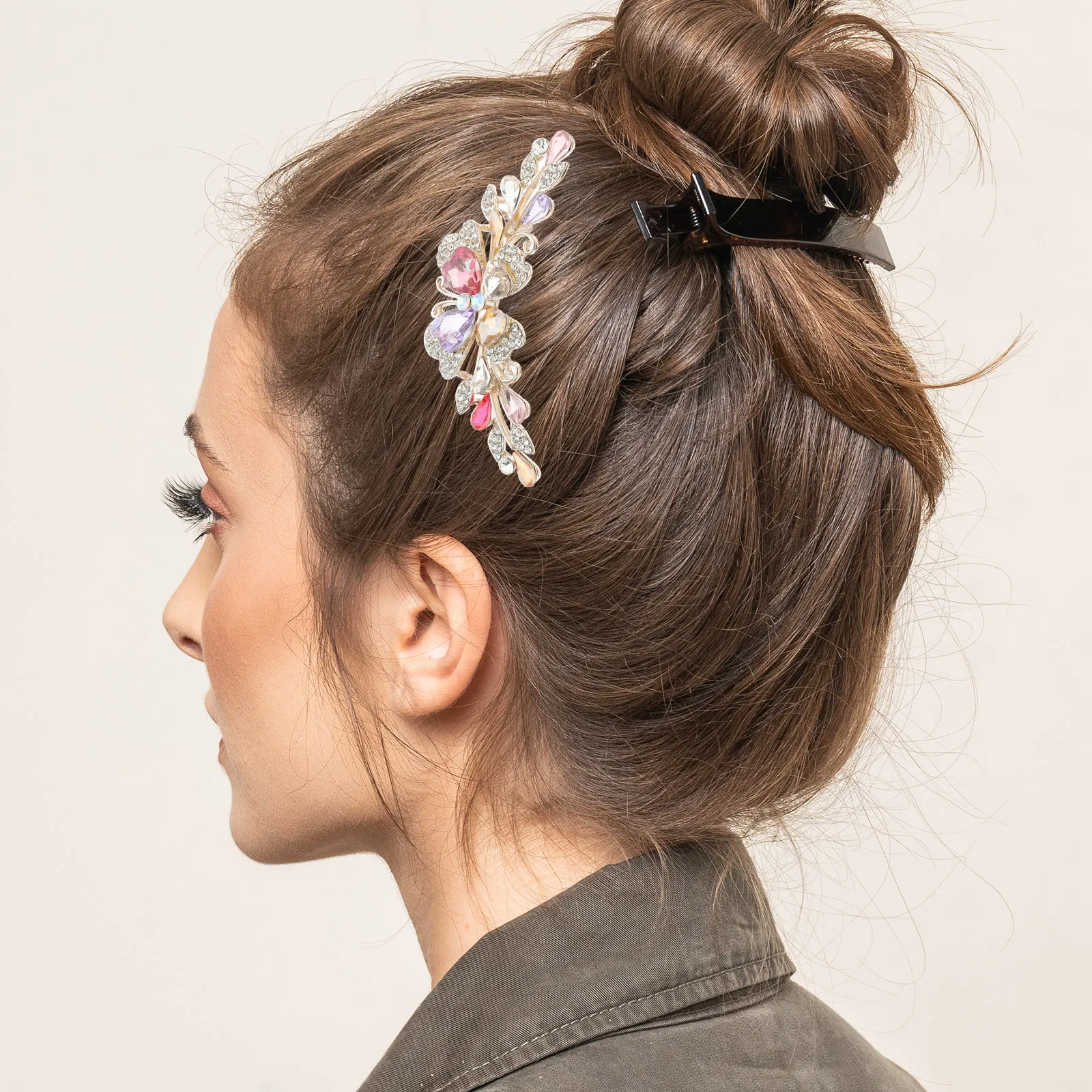 

Rhinestone Hair Clips Women Purple 4 Teeth Comb Easy Use Birthdays Dates Anniversaries Proms Performances Hair Accessories Girls