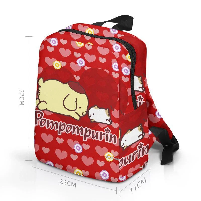 Sanrio pompurin mochila escolar olá kitty kawaii bookbag pequeno diabo animação dos desenhos animados lona bonito anime mochila