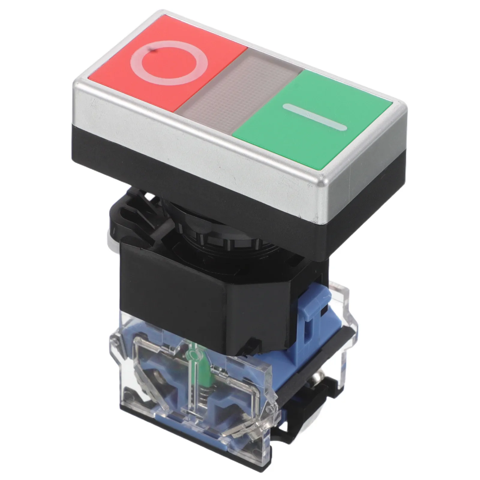 Dual Position Push Button Switch - Rectangular Flat Head, NC/NO, Heavy Duty Industrial On/Off