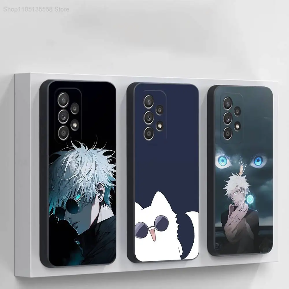J-Jujutsu k-kaisen g-gojo Anime funda de teléfono para Samsung S 25,24,23,22,30,21,10,9,Ultra,Plus,Lite,FE,4,5G funda blanda negra