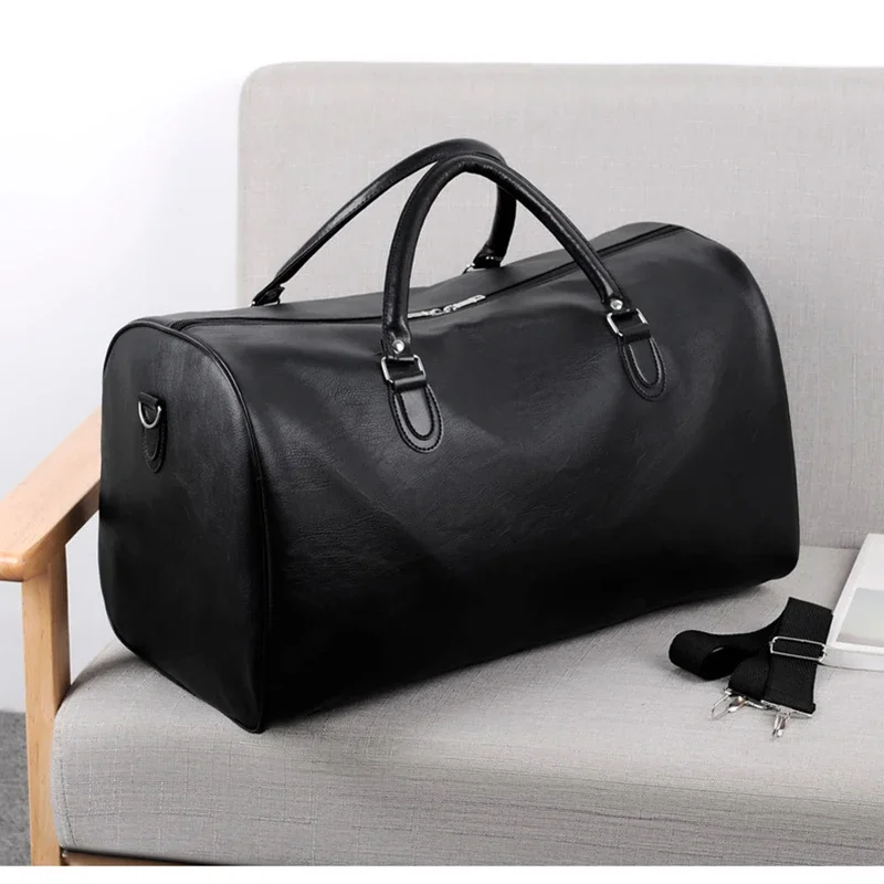 PU Leather Gym Travel  Men Tote Handbag Business Briefcase Male Boston Fitness Luggage Duffle Shoulder Sports Side Bag WT192