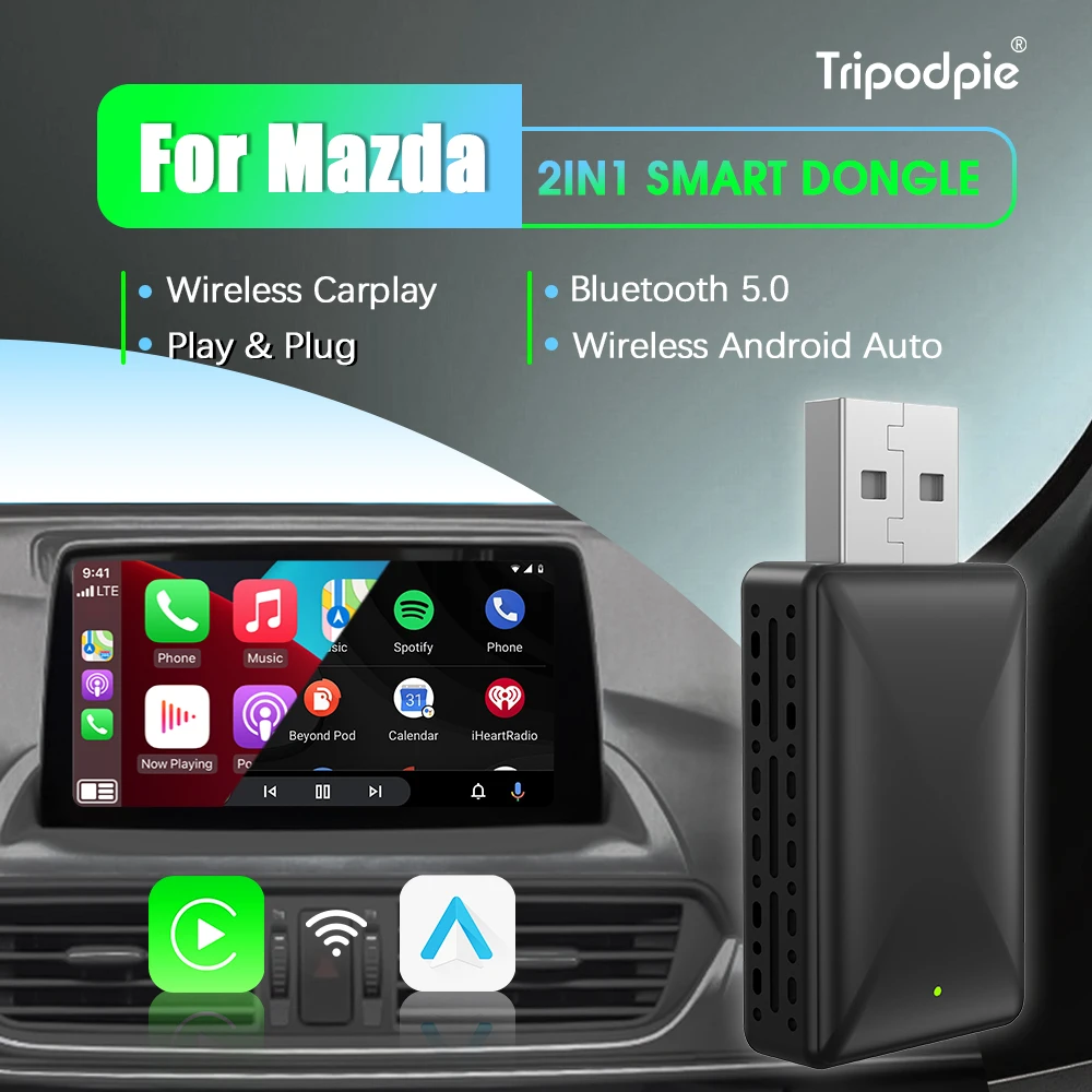 Wireless Android Auto Carplay Adapter 2in1 Smart Dongle Play&Plug For Mazda CX‑5 CX‑8 MX‑5 CX‑3 CX30 MX‑30 CX‑50 CX‑60 CX‑90