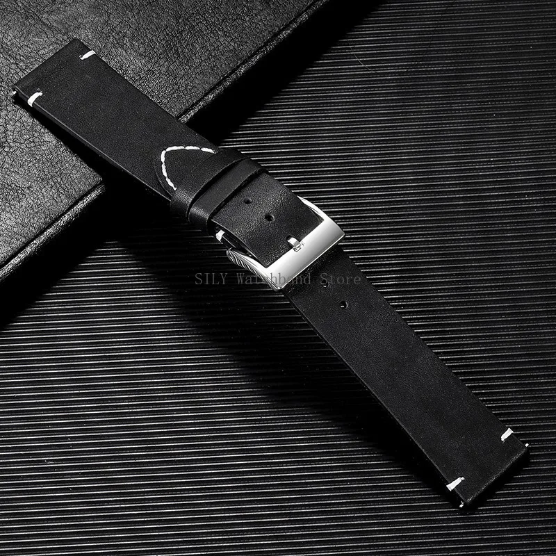 Quick Release Leather Watchband Universal Men Women Straps Vintage Cowhide Smartwatch Wristbands Genuine Leather Sport Bracelets image 4