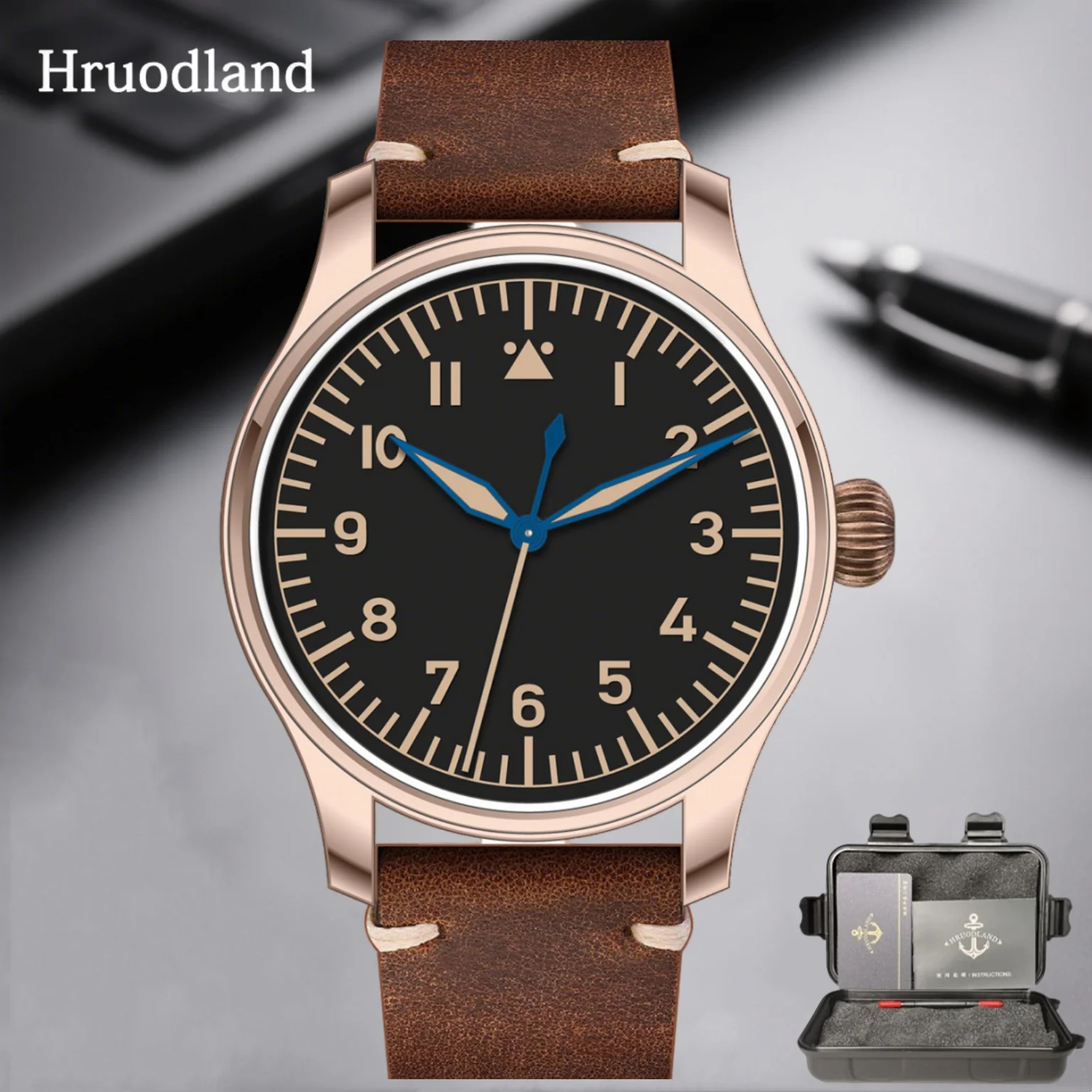 

Hruodland 2025 New Men Automatic Mechanical Watch PT5000 SW200 F021 Retro Bronze Sapphire Glass Waterproof 100m Reloj Hombre