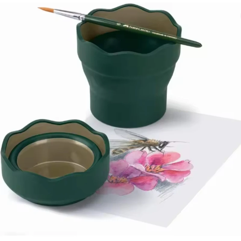 Faber-Castell Clic & Go Artist Water Cup Dark Paint Brush Washer Folding with Watercolor Pen Retractable Washing Brush Bucket
