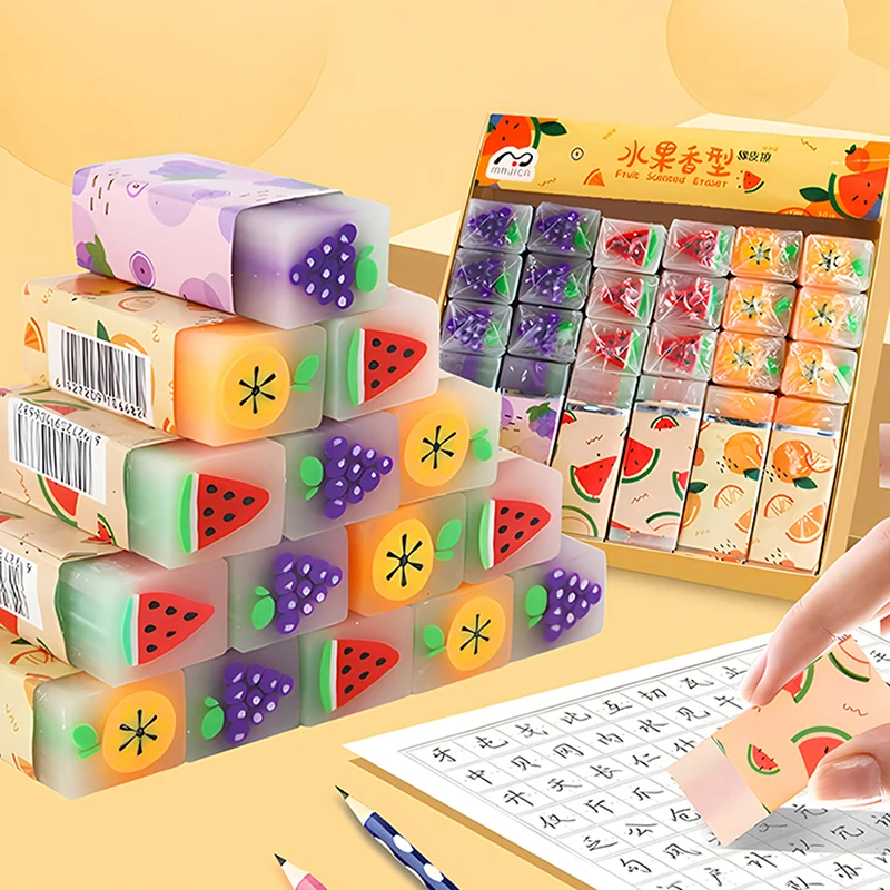 

3Pcs Cartoon creative fruit eraser elementary school exam pencil eraser Student stationery supplies drawing Sketchless eraser