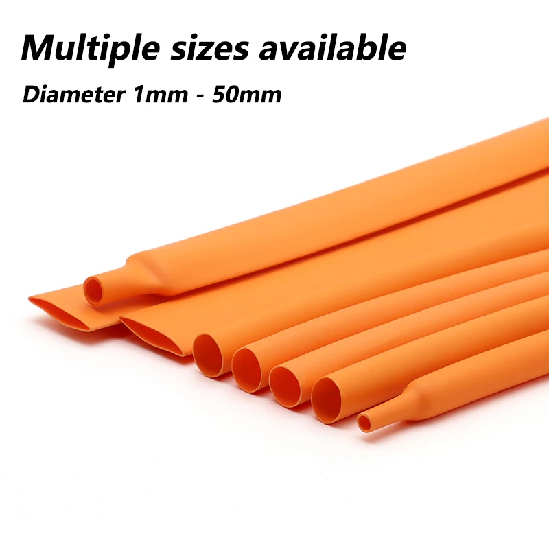 1/2/5/10M 2:1 Heat Shrink Tube Orange Dia 1mm ~ 50mm Shrinking Polyolefin Insulation Sleeving Wire Cable Protector Sleeve Wrap
