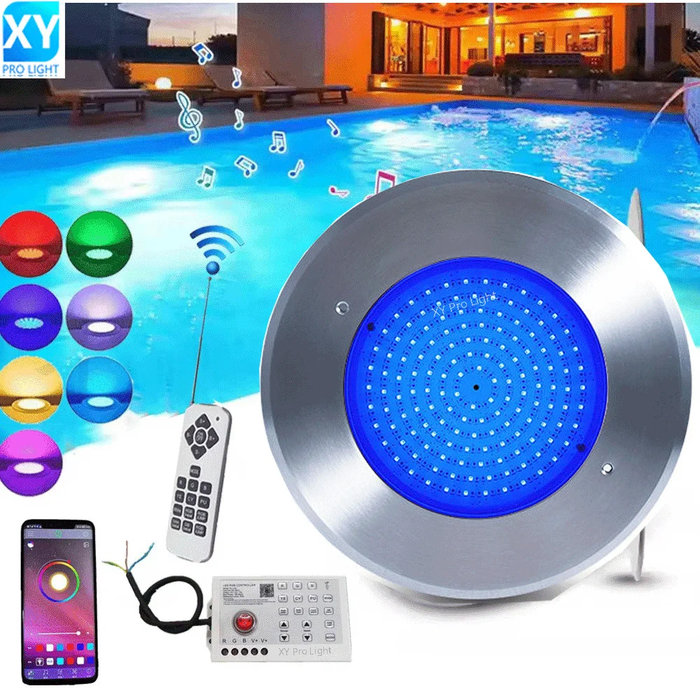 

18W RGB LED Pool Light Bluetooth APP Control,DC12V IP68 Waterproof Underwater Fountain Landscape Lighting,Piscina Luz Spotlight