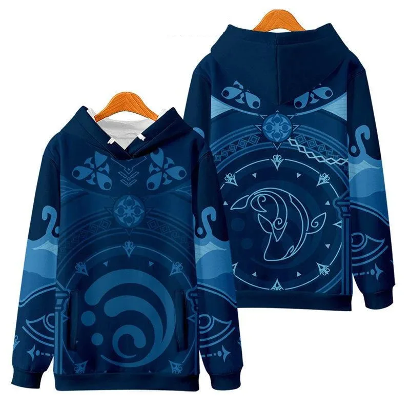 Sudadera con capucha de Anime para hombre y mujer, Jersey unisex de manga larga con estampado 3d de tartaglia de genshin impact para cosplay