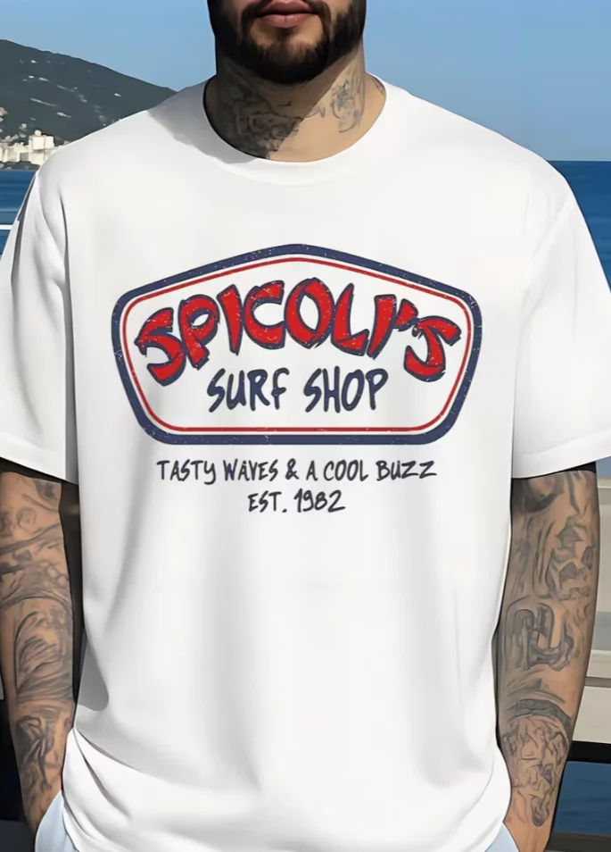 Unisex Spicoli'S Surf Shop Graphic Tee Inspired By Vintage Surf Featuring Appealing Waves A Cool Buzz Summer Vacation Outfits